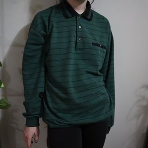 collared green stripped sweater
